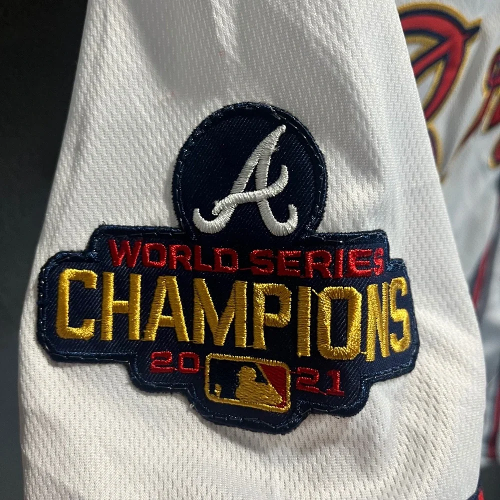 Nike Atlanta Braves Max Fried 54 2021 World Series Champions Jersey Mens White